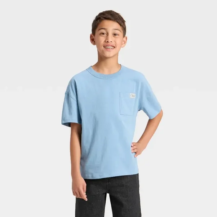 Boys‘ Short Sleeve Oversized T-Shirt – Cat & Jack™ Dusty Blue XS