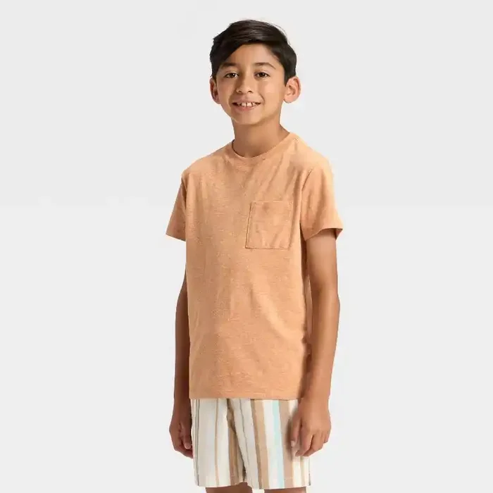 Boys‘ Short Sleeve Pocket T-Shirt – Cat & Jack™ Ginger Heather XS