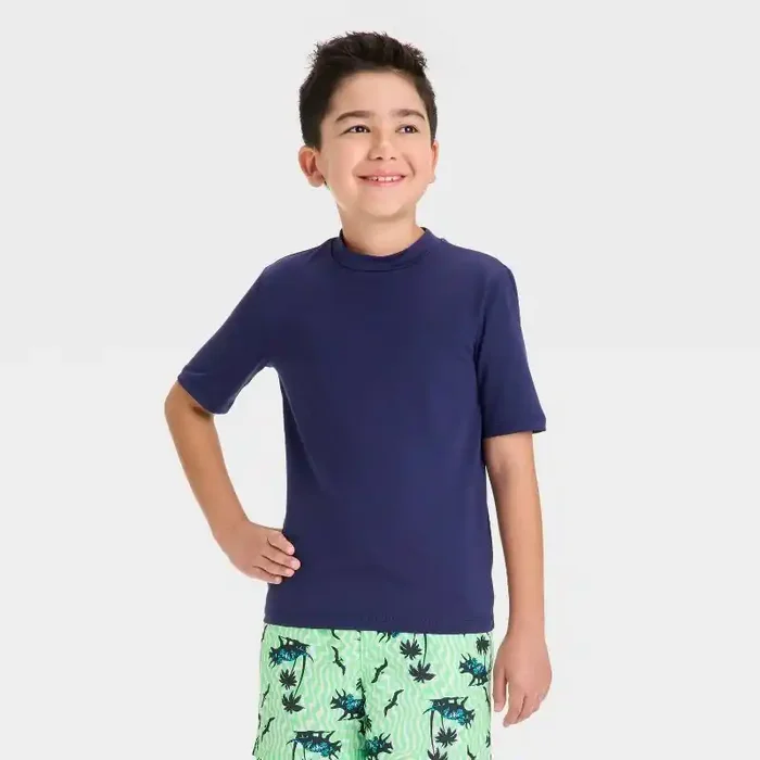 Boys‘ Short Sleeve Rash Guard Top – Cat & Jack™ Navy Blue S