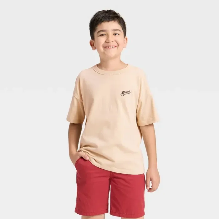 Boys‘ Short Sleeve Relaxed Fit T-Shirt – Cat & Jack™ Khaki M