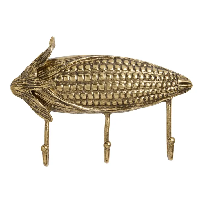 Brass Metal Corn Cob Triple Wall Hook