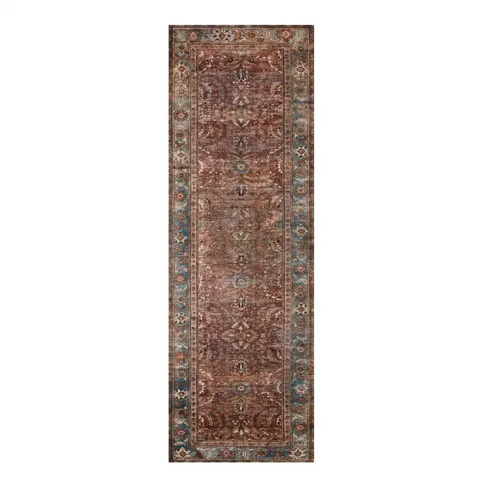Brick Red Distressed Persian Style Layla Floor Runner