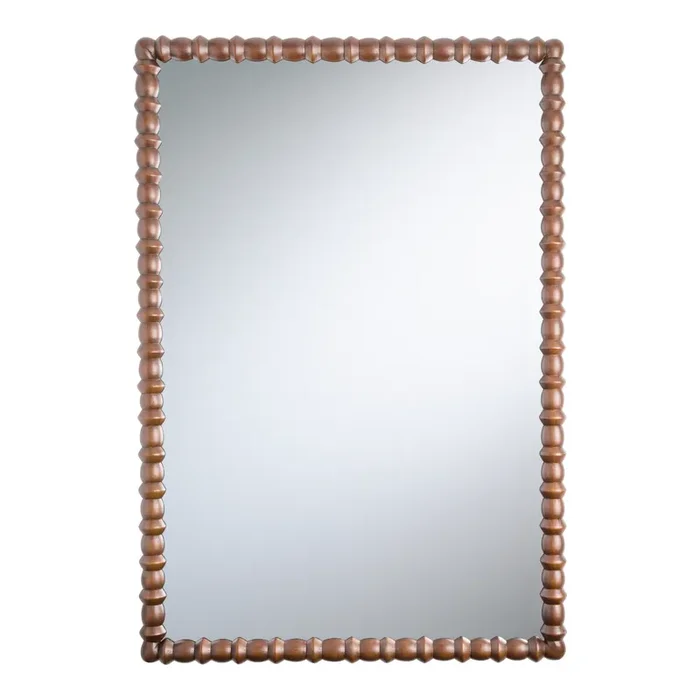 Brown Pine Wood Turned Frame Wall Mirror