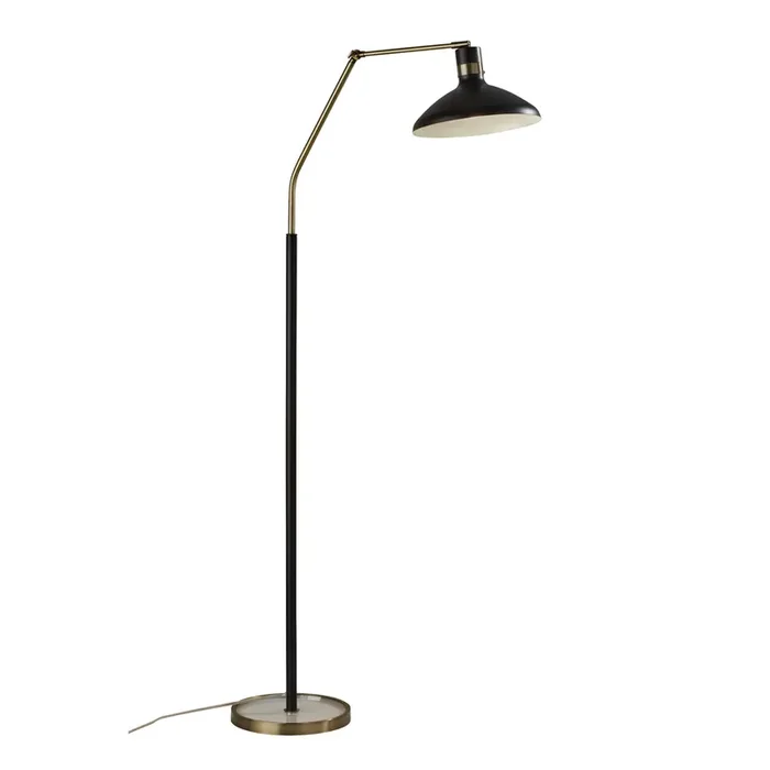 Bryson Black Metal And Antique Brass Adjustable Floor Lamp