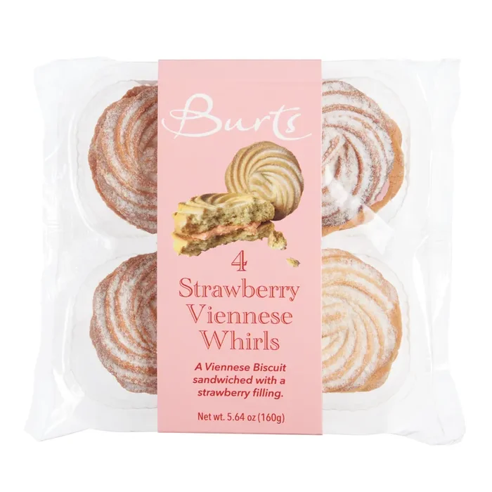 Burts Strawberry Viennese Whirl Cookies 4 Count