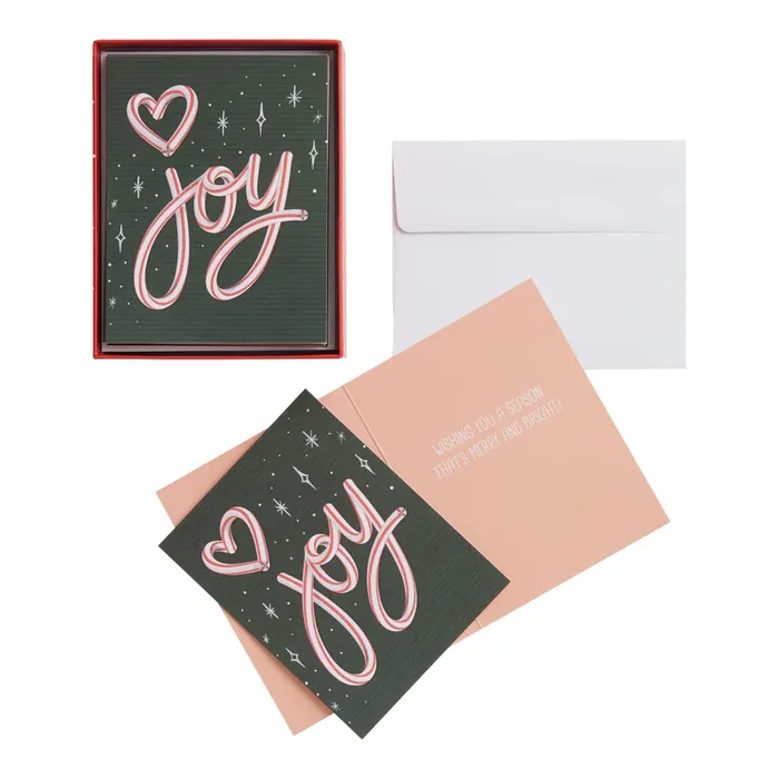 Candy Cane Joy Boxed Holiday Cards 15 Count