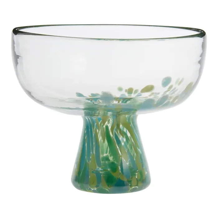 Carina Blue and Green Handcrafted Recycled Short Margarita Glass