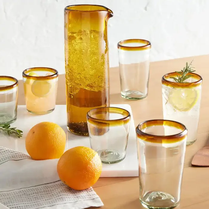 Carmelo Amber Handcrafted Recycled Glassware Collection