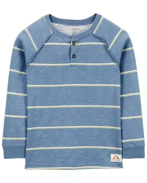 Carters Kid Striped Henley Tee Blue 12