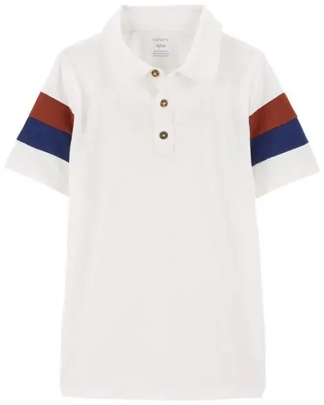 Carters Kid Striped Polo Shirt White 7