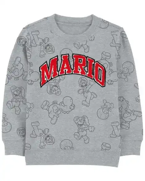 Carters Kid Super Mario Bros Pullover – Grey Green 14