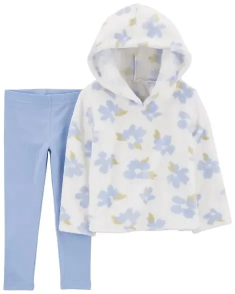 Carters Toddler 2-Piece Fuzzy Pullover & Legging Set Blue/Ivory 5T
