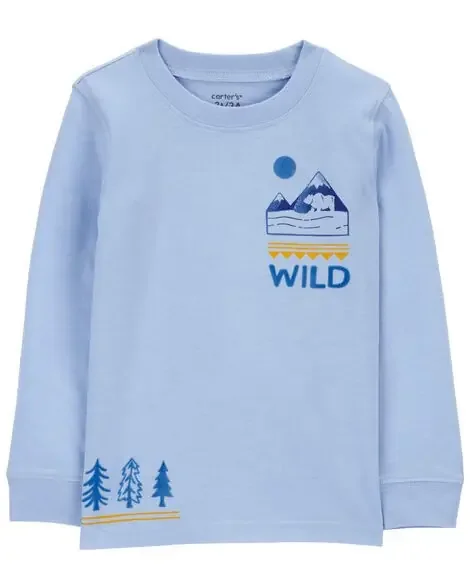 Carters Toddler Wild Bear Graphic Tee Blue 5T