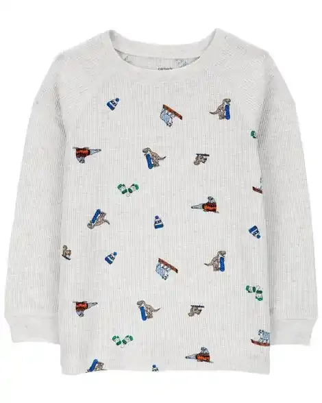 Carters Toddler Winter Animals Thermal Graphic Tee Grey 2T
