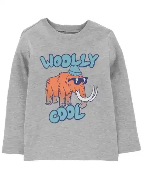 Carters Toddler Wooly Mammoth Graphic Tee Heather 4T