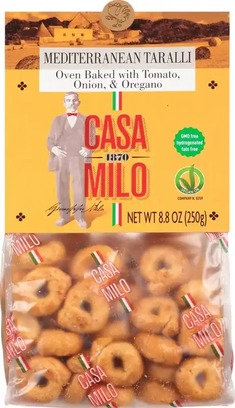 Casa Milo Taralli, Mediterranean, Oven Baked with Tomato, Onion, & Oregano