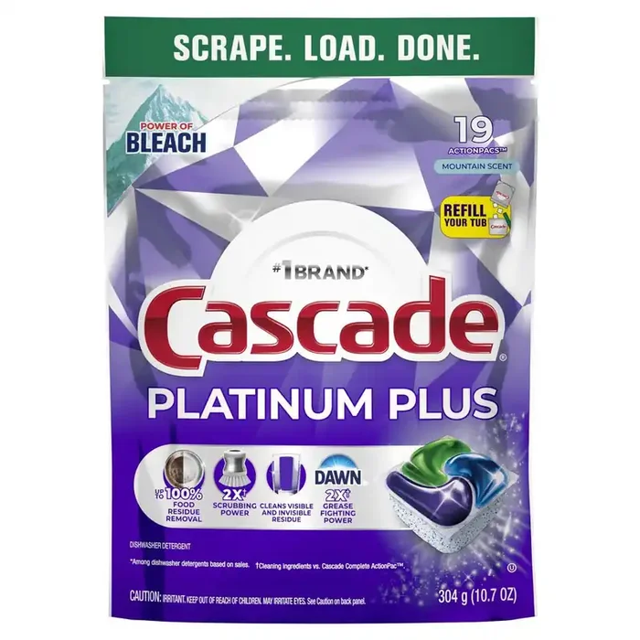 Cascade Action Pacs Platinum Plus Mountain Scent Dishwashing Tabs 19 Count