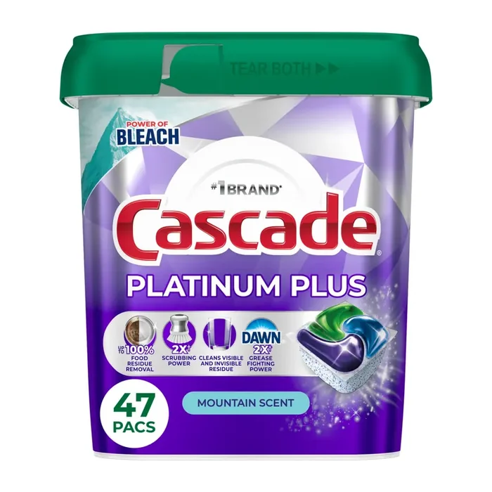 Cascade Action Pacs Platinum Plus Mountain Scent Dishwashing Tabs 47 Count
