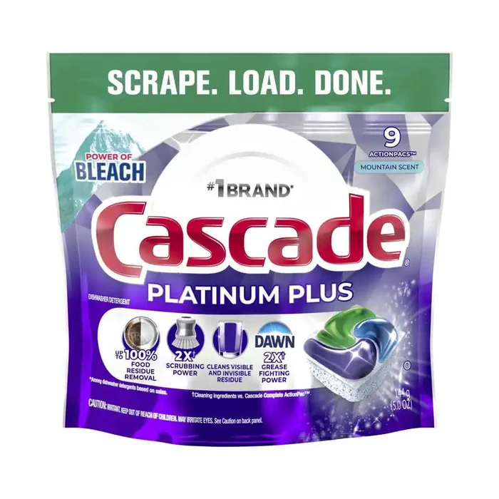 Cascade Action Pacs Platinum Plus Mountain Scent Dishwashing Tabs 9 Count