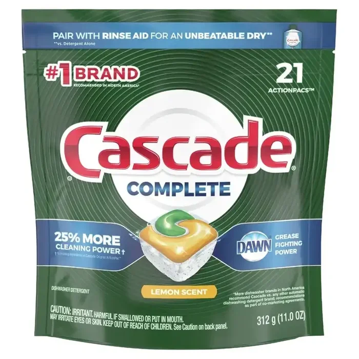 Cascade Complete Actionpacs Dishwasher Detergent, Lemon Scent