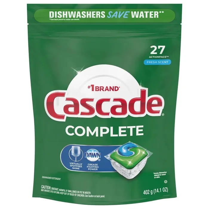 Cascade Complete ActionPacs, Dishwasher Detergent Pods, Fresh, 27 Count