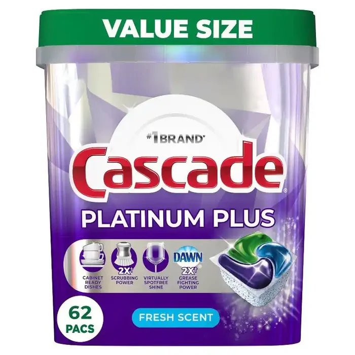 Cascade Fresh Platinum Plus Action Pacs Dishwasher Detergents – 62ct