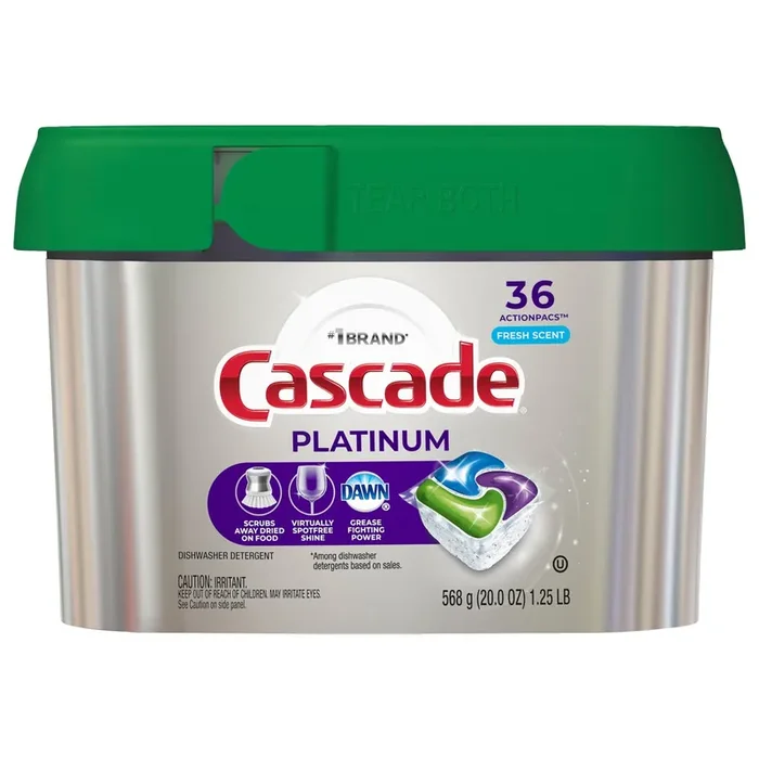Cascade Platinum Dishwasher Pods, Dish Detergent ActionPacs, Fresh, 36 Count