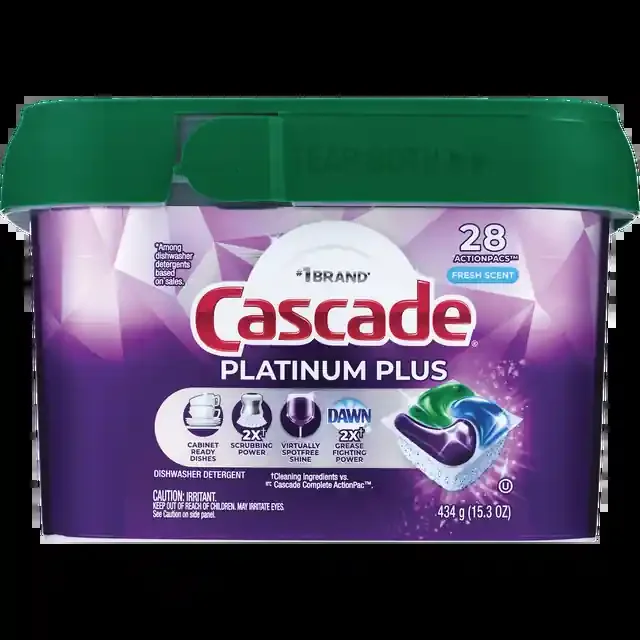 Cascade Platinum Plus Actionpacs Dishwasher Detergent Pods, Fresh, 28 Ct