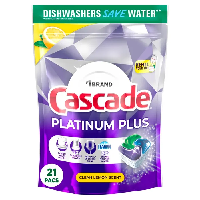 Cascade Platinum Plus Actionpacs Lemon Scent 21Ct