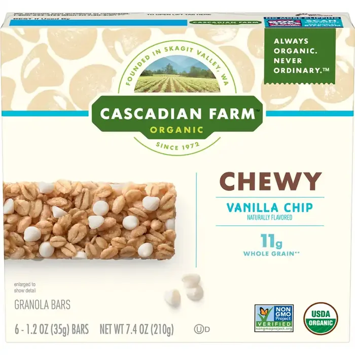 Cascadian Farm Organic Granola Bars, Vanilla Chip Chewy Granola Bars, 6 Bars