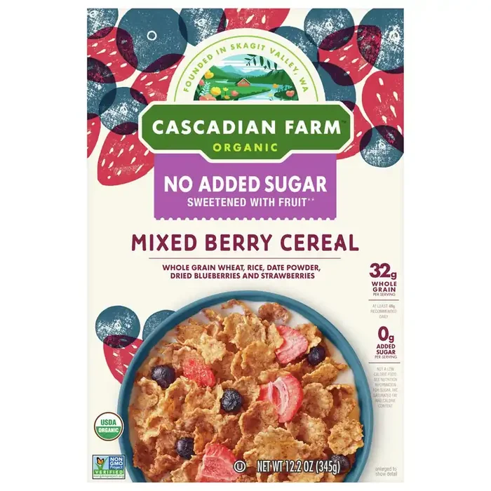 Cascadian Farm Organic Mixed Berry Cereal, No Added Sugar, 12.2 oz