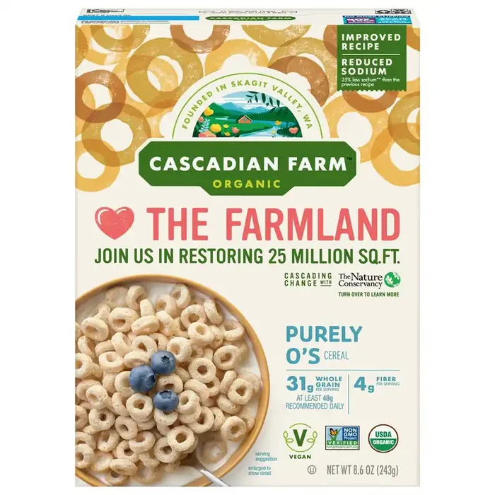 Cascadian Farm Organic, Non-GMO Purely O‘s Breakfast Cereal, 8.6 oz