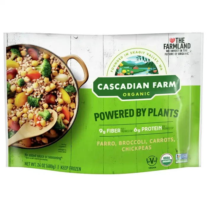 Cascadian Farm Organic Powered By Plants Frozen Vegetables – Farro, Broccoli, Carrots, Chickpeas, 24 oz.