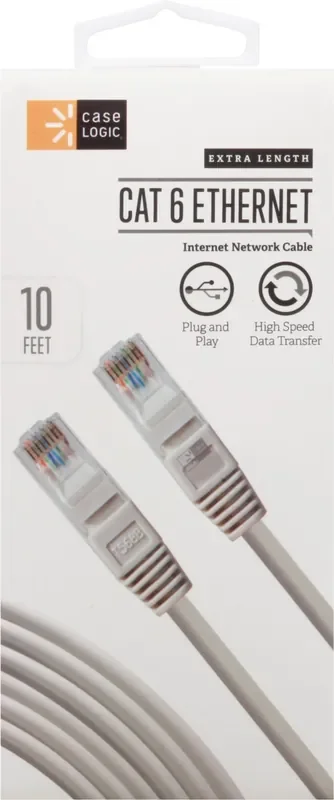 Case Logic 10 Feet Extra Length Cat 6 Ethernet Internet Network Cable 1 ea