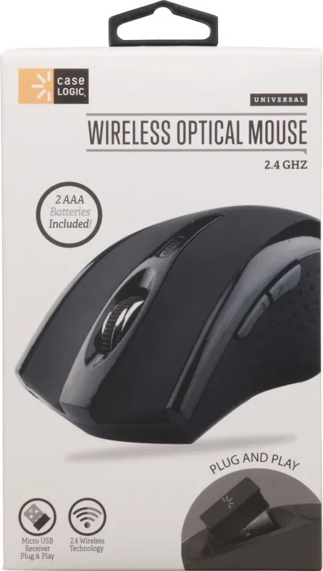 Case Logic Black Wireless 3 Button Optical Mouse