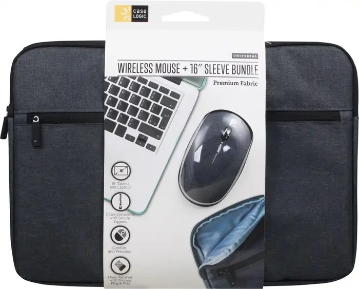 Case Logic Wireless Mouse + 16 Inch Sleeve Bundle 1 ea