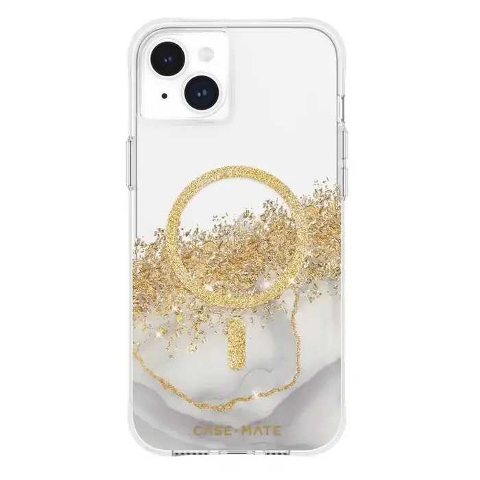 Case-Mate Apple iPhone 15 Plus/iPhone 14 Plus Case with MagSafe – Karat Marble Impact-Resistant Abstract Marble Design