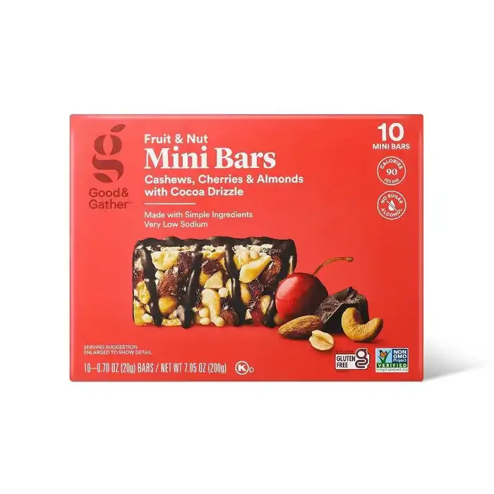Cashews, Cherry and Almonds with Cocoa Drizzle Mini Fruit & Nut Bars – 7.05oz/10ct – Good & Gather™
