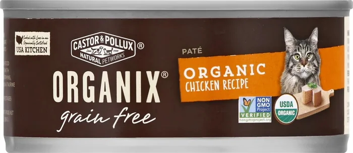 Castor & Pollux Organix Grain Free Organic Pate Chicken Recipe Cat Food 5.5 oz