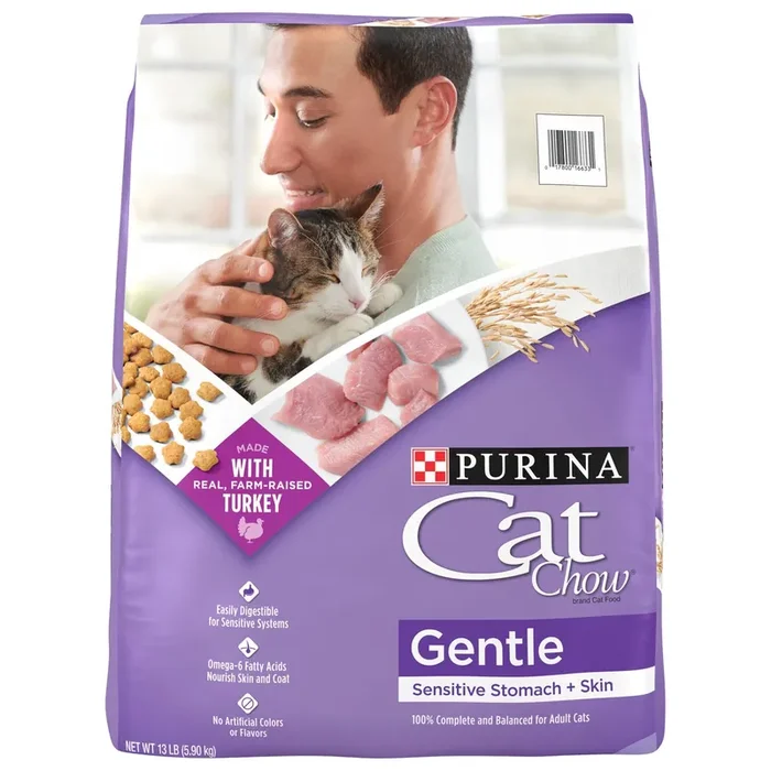 Cat Chow Purina Cat Chow Gentle Dry Cat Food, Sensitive Stomach + Skin – 13 lb. Bag