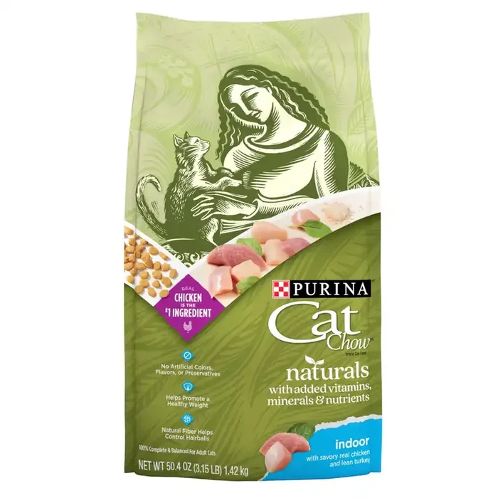 Cat Chow Purina Cat Chow Hairball, Healthy Weight, Indoor, Natural Dry Cat Food, Naturals Indoor – 3.15 lb. Bag