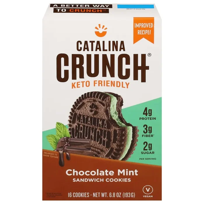 Catalina Crunch Chocolate Mint Keto Sandwich Cookies 6.8 Oz Box