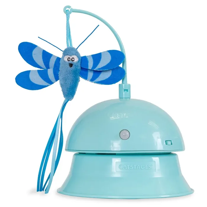 Catstages Blue 2-in-1 Electronic Flutter Dome Interactive Cat Toy and Topper for Cat Ball Track