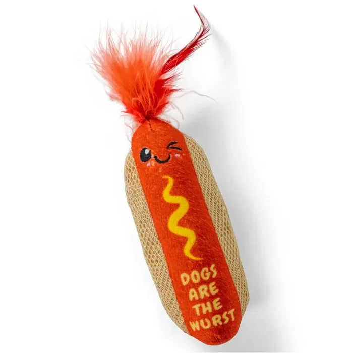Catstages Brown Hot Dog Kicker Catnip and Dental Toy
