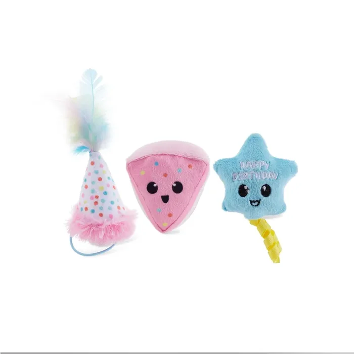 Catstages Happy Purrthday Plush Catnip Blend Cat Toys, Large, Pack of 3