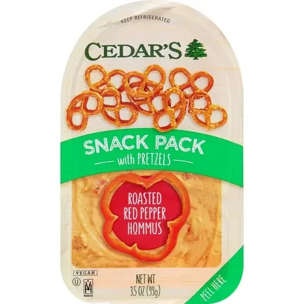 Cedar‘s Roasted Red Pepper Hommus with Pretzels Snack Pack – 3.5 oz