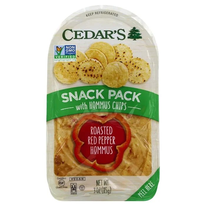 Cedar‘s Snack Pack Roasted Red Pepper Hommus With Hommus Chips
