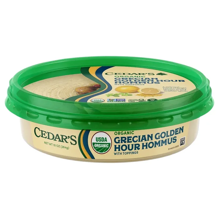 Cedar‘s Topped Organic Grecian Golden Hour Hummus – 10 oz