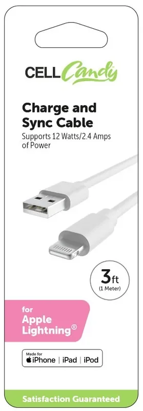 Cell Candy® Charge & Sync Cable for Apple Lightning® – White