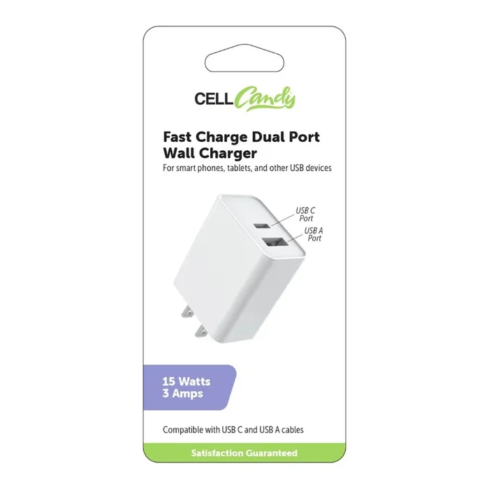 Cellcandy Fast Charge Dual Usb Port Wall Charger – White